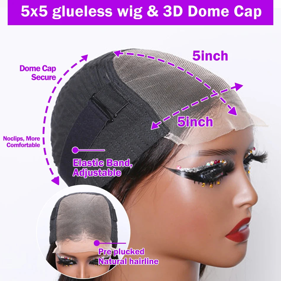 5x5 Lace Glueless Wig Human Hair To Wear Short Bob Wigs For Women Bone Stright Remy Precut 13x4 HD Lace Frontal Wig 200 Density