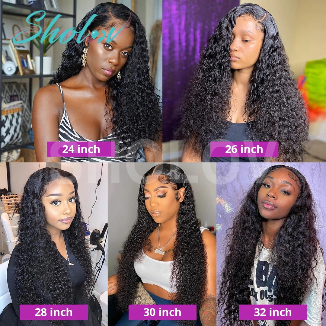 Sholove Deep Wave 13x4 Full Lace Wig Natural Color Full Lace Frontal Wig Brazilian Human Hair Wig for Women