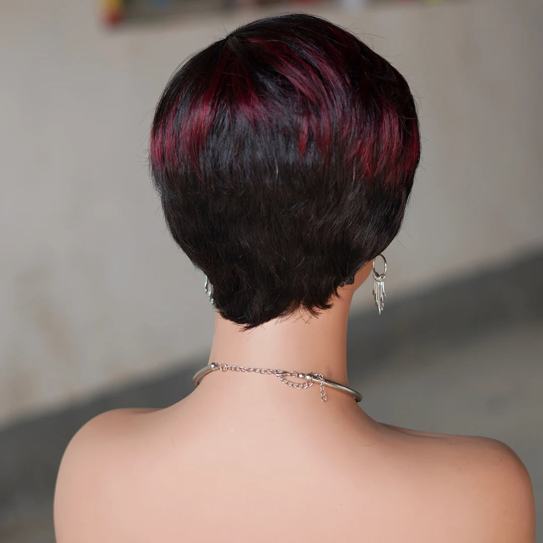 Moisie 9149 Human Hair Wig Short Straight Bob Wigs for Women P1B/99J Straight Full Machine Made Pixixe Cut Wig