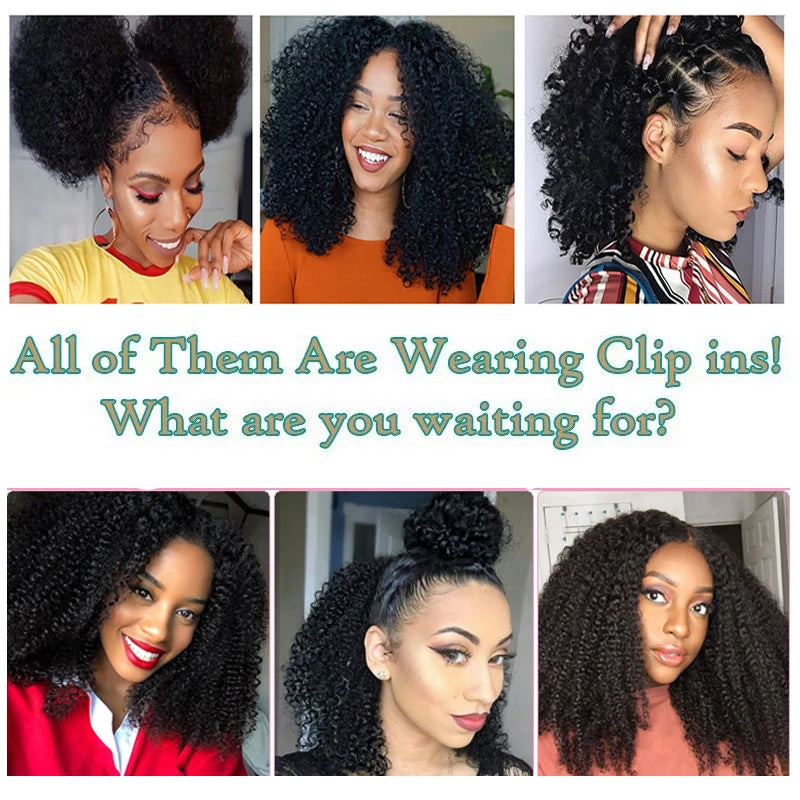 Brazilian Virgin Remy Hair Extensions Afro Kinky Curly Clip Ins Natural Color Kinky Curly Hair Targeted for Human Hair Chinese