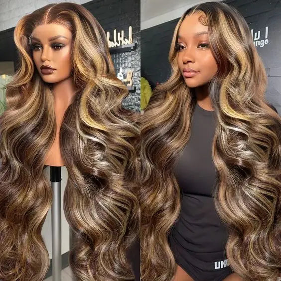 Raw Brazilian P4/27 Blonde Highlight Body Wave Lace Front Human Hair Wig HD 13X4 Lace Frontal Wigs for Black Women