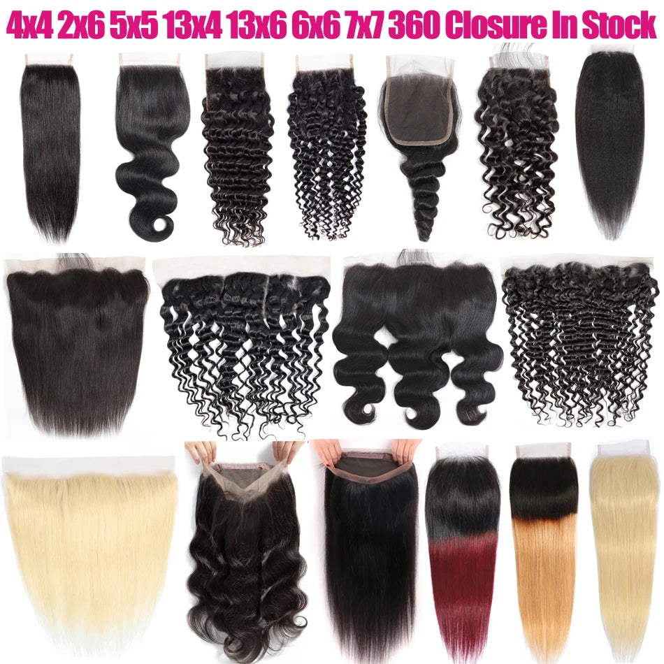 Kinky Curly Hair 4x4 Lace Closure Brazilian Virgin Cuticle Aligned Yeswigs 2x6 5x5 13x4 13x6 6x6 7x7 360 Lace Frontal Closure