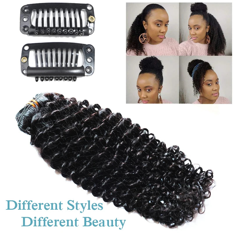 Brazilian Virgin Remy Hair Extensions Afro Kinky Curly Clip Ins Natural Color Kinky Curly Hair Targeted for Human Hair Chinese