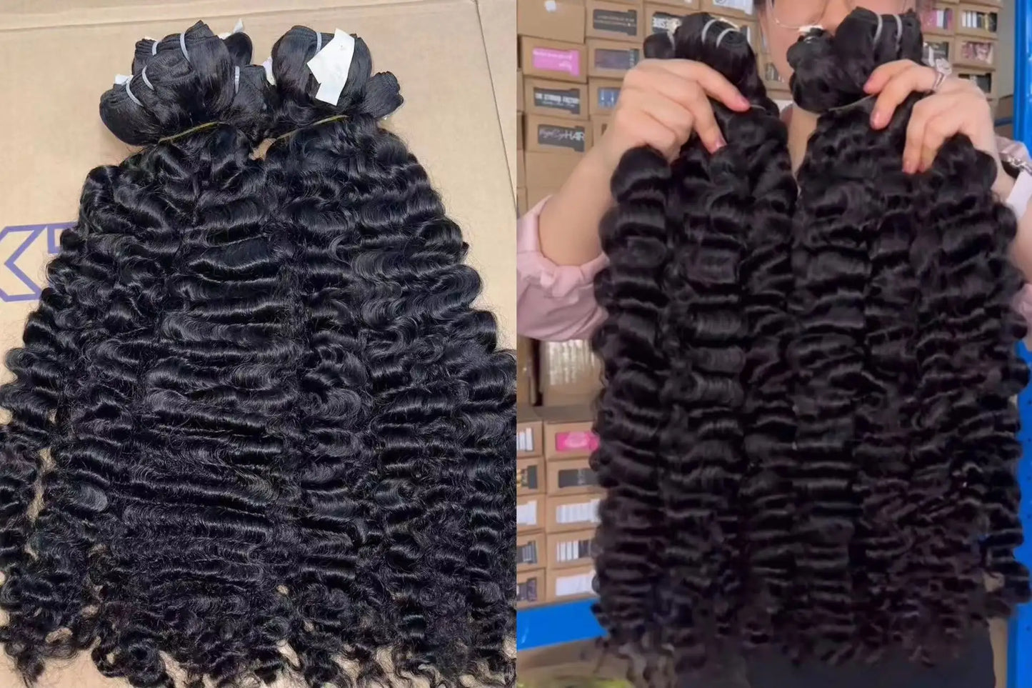 Wholesale Burmese Raw Kinky Curly Hair Weave Bundles No Chemical Unprocessed Raw Hair Loose Deep Water Wave Human Hair Bundles