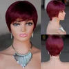 Pixie Cut Human Hair Wig Short Straight Layered Full Machine Made Wig 100% Remy Human Hair for Black Women Natural
