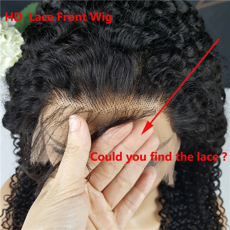 Wholesale Raw Kinky Curly Hair Virgin Cuticle Aligned Human Hair Lace Front Wig for Black Women Transparent HD Lace Frontal Wig