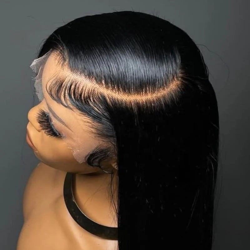 13x6 Raw Indian Lace Frontal Wig,Raw Glueless HD Full Lace Front Wigs,Straight Wave Virgin Human Hair Wig