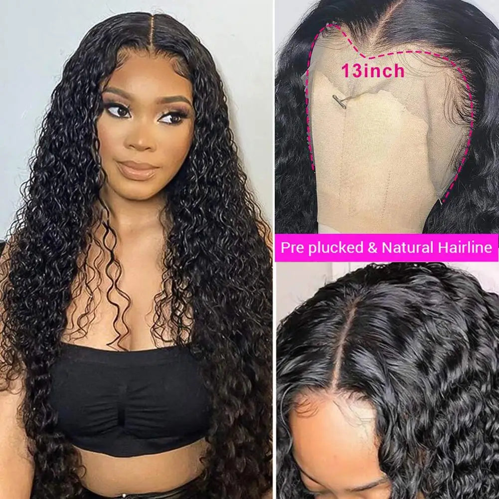 150% 180% 200% Density Jerry Curl Human Virgin Hair Lace Front Closure Wig for Black Women Brazilian Kinky Curly Hair Wigs Human
