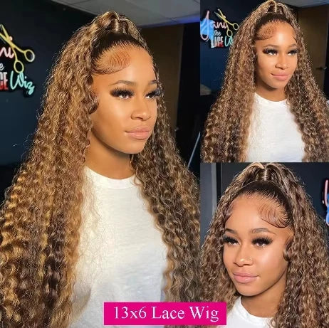 Highlight P/427 Ombre Human Hair Wig 13x6 Hd Lace Frontal Wigs Deep Wave Curly Lace Front Wig Pre Plucked With Baby Hair