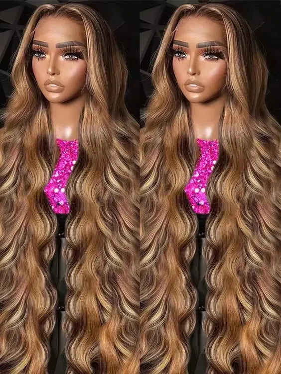 Raw Brazilian P4/27 Blonde Highlight Body Wave Lace Front Human Hair Wig HD 13X4 Lace Frontal Wigs for Black Women