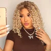 Peluca Women Blonde Kinky Curly Hair Wigs Medium Length Lace Frontal Wigs for Black Women