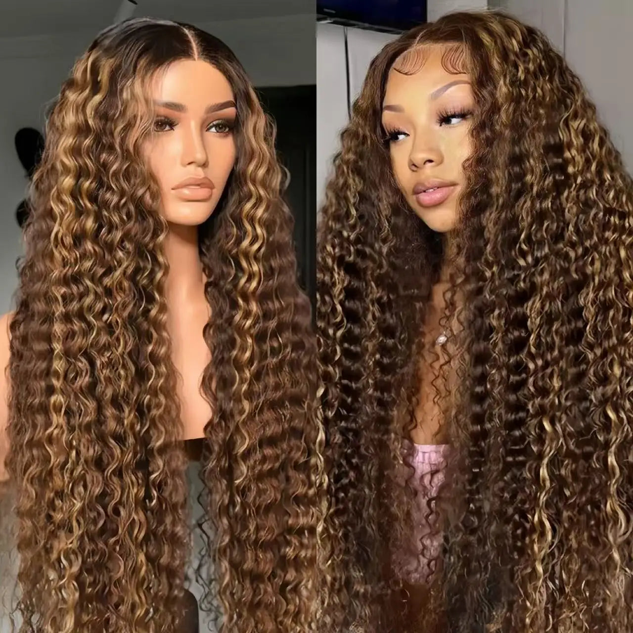 Highlight P/427 Ombre Human Hair Wig 13x6 Hd Lace Frontal Wigs Deep Wave Curly Lace Front Wig Pre Plucked With Baby Hair