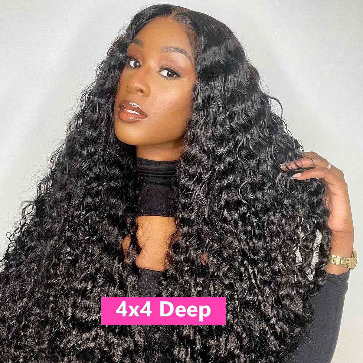 34 36Inch Deep Wave 13x4 13x6 Transparent Lace Frontal Wig Human Hair Water Curly 4x4 Lace Closure Wigs For Black Women Bling