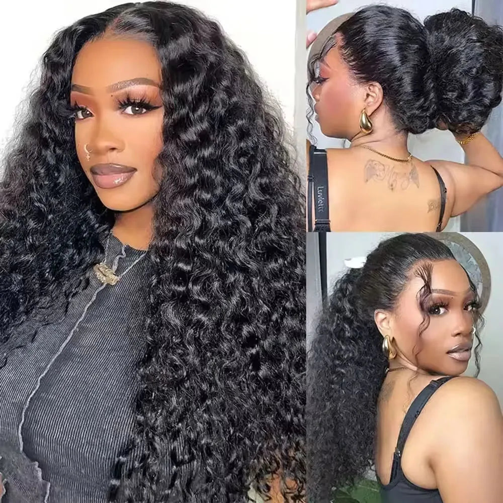 360 HD Full Lace Front Wigs Kinky Curly Human Hair Wig Pre Plucked Glueless Wig Invisible Drawstring 100% Brazilian Human Hair