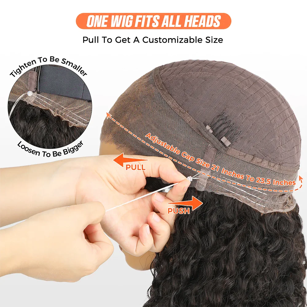 Glueless Invisible Strap Snug Fit 360 Full Lace Human Hair Wigs 7x5 Lace Closure Wig 250% Inspired Layers With Curtain Bang Wig