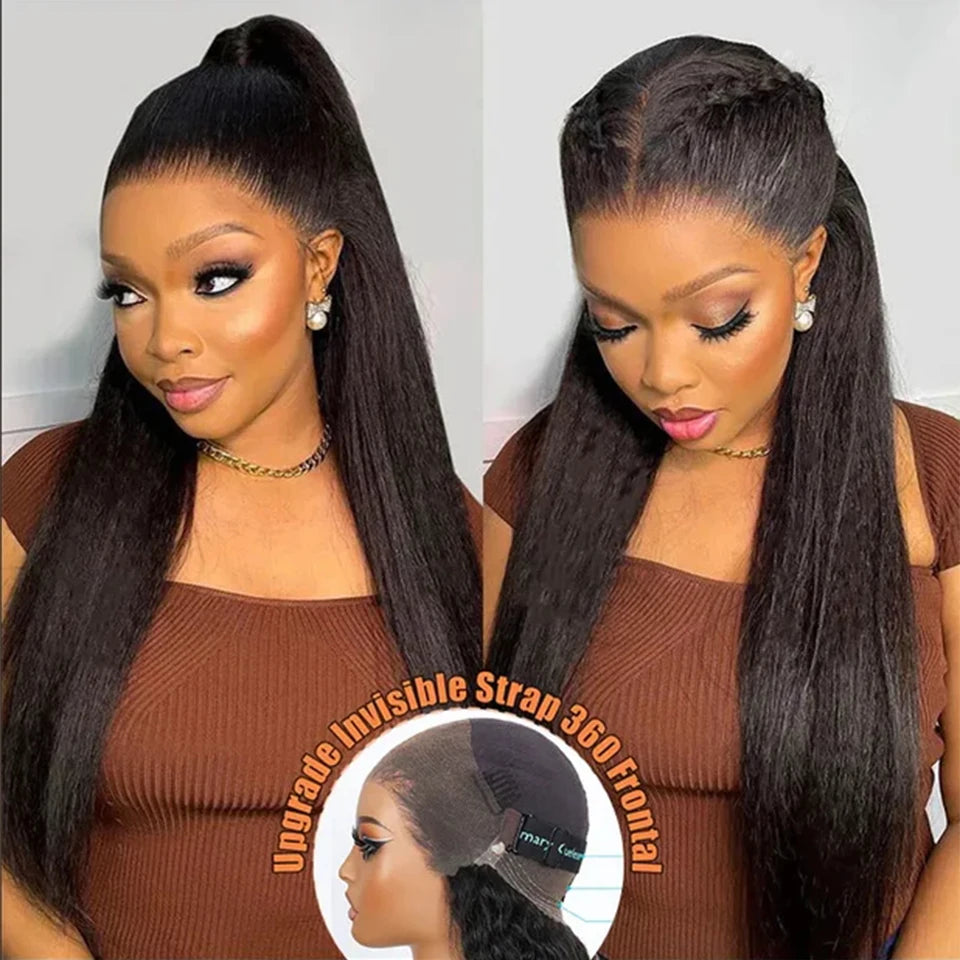 250D Invisible Strap Lace Wig Human Hair 360 Full Lace Front Human Hair Wig Kinky Straight Lace Frontal Wig Glueless Wigs