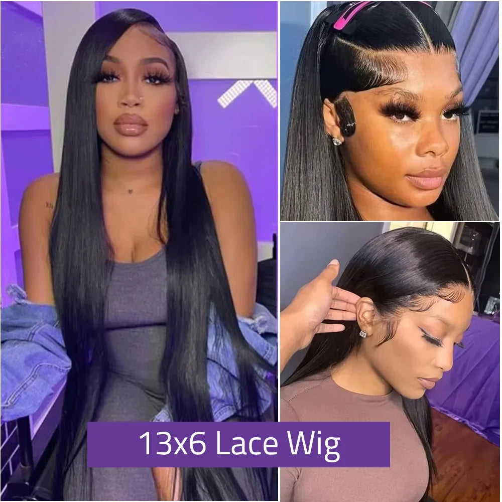 20 22 24 Inch 13x4 13x6 HD Transparent Bone Straight Lace Front Wigs 200 Density 360 Lace Brazilian Human Hair Wigs For Women