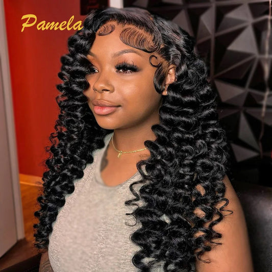300% Density Loose Deep Wave Wig For Women 13x4 Transparent Lace Frontal Human Hair Wigs Glueless Wig Pre plucked Ready To Wear