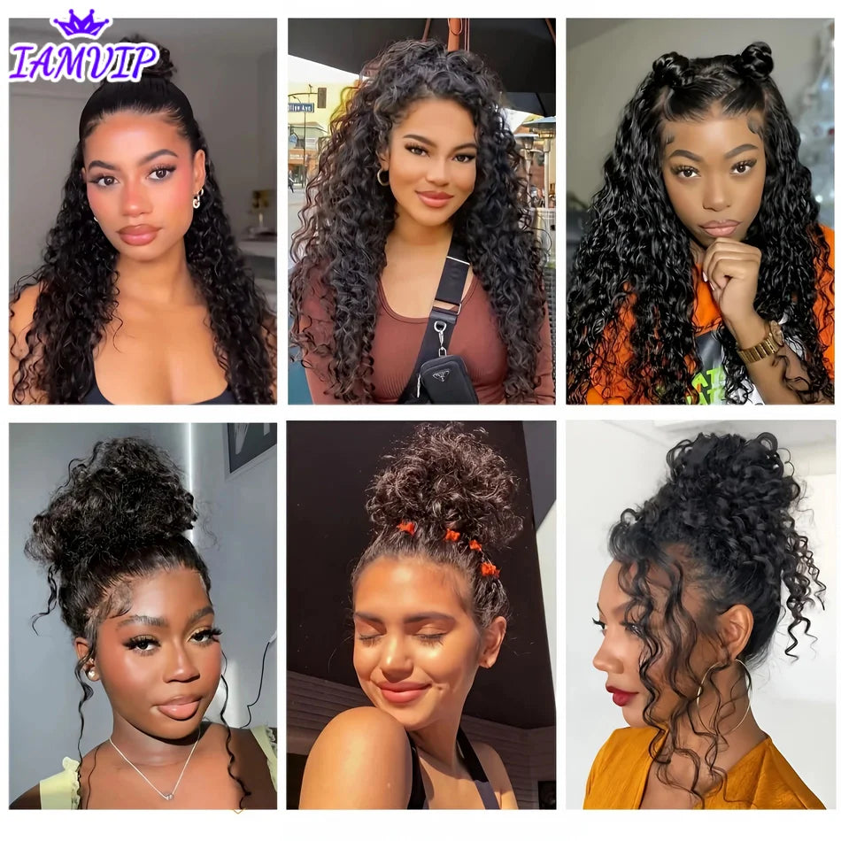 250Density Hidden Strap HD 360 Full Lace Glueless Wig Human Hair Curly Water Wig Invisible Strap 360 Lace Frontal Wig PrePlucked