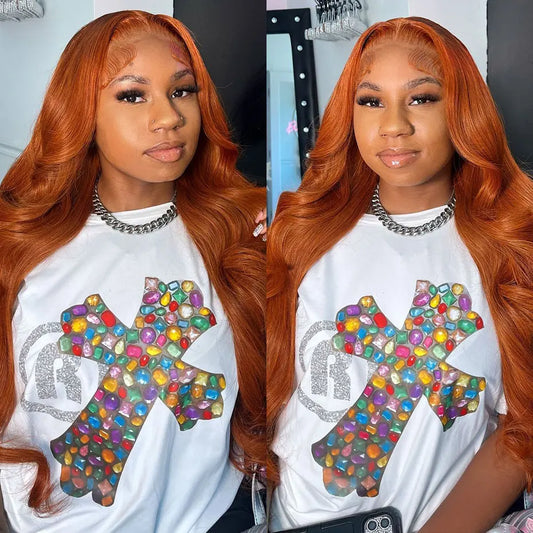 Ginger Orange 13x6 Lace Front Wigs Human Hair Body Wave 13x4 Human Hair Lace Frontal Wigs Transparent Lace Wig For Women
