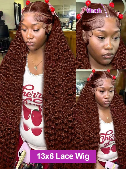 Deep Curly Human Hair Wig - Chocolate Brown HD Lace Frontal 13x4/13x6 - 30-36 Inch