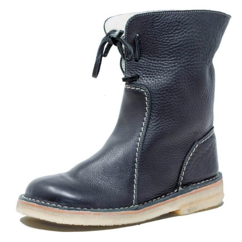 Large Size Women's Casual Lace-up Fleece Warm Martin Boots