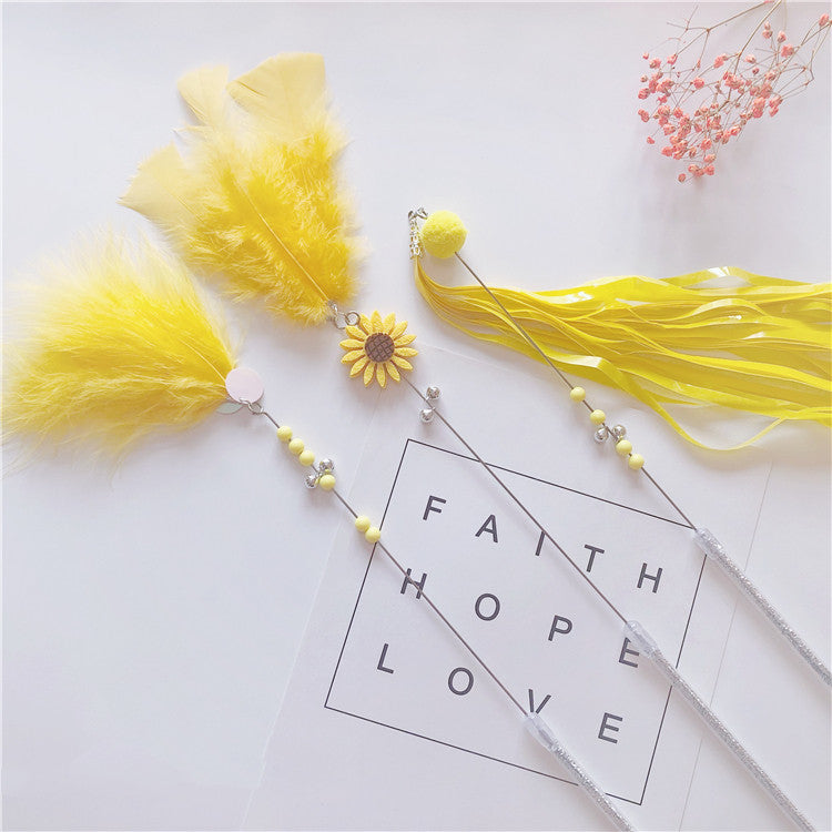 Funny Cat Stick Feather Bell Three-piece Long Tassel Resistant To Bite