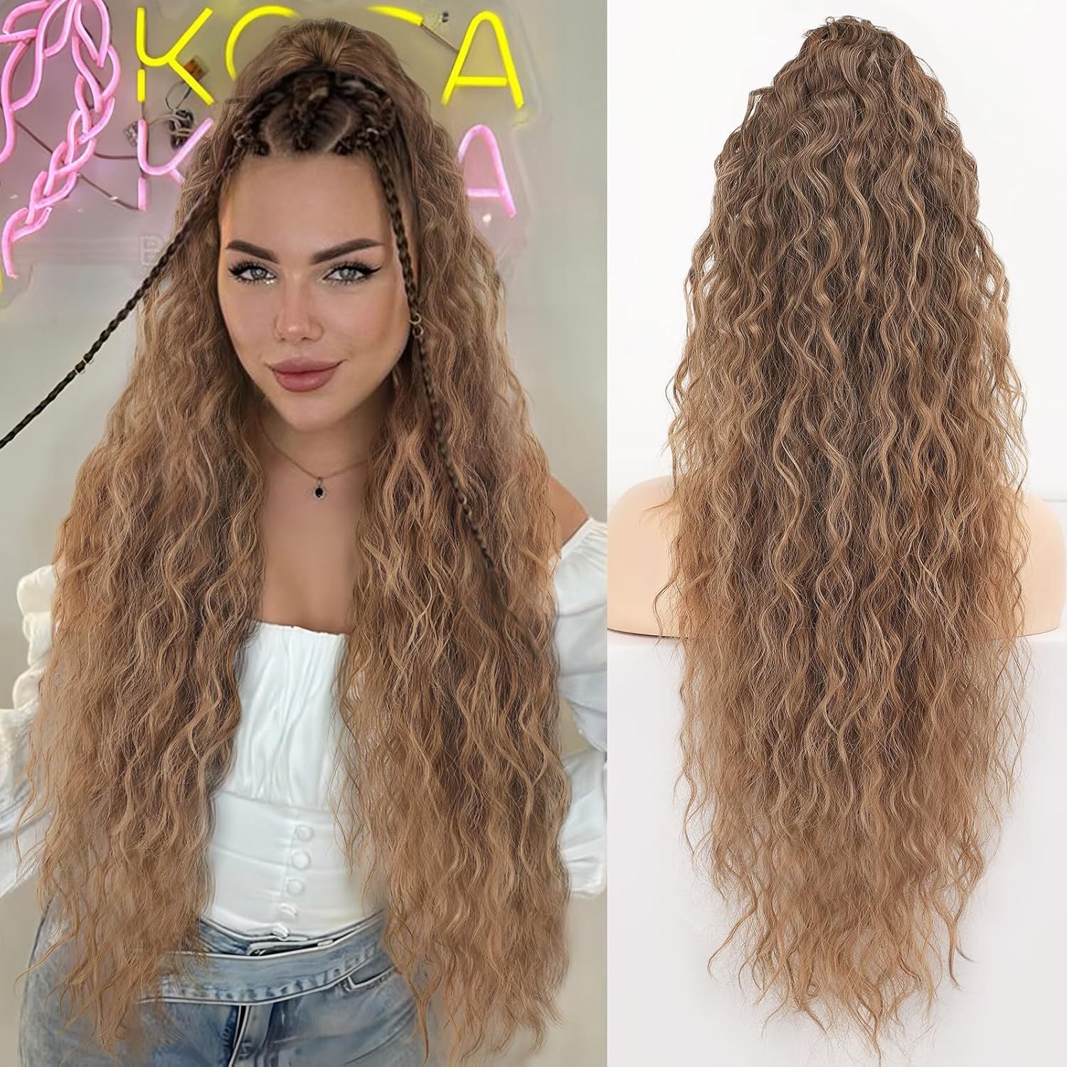 Grip Ponytail Fluffy Long Curly Hair Horse Tail Wig