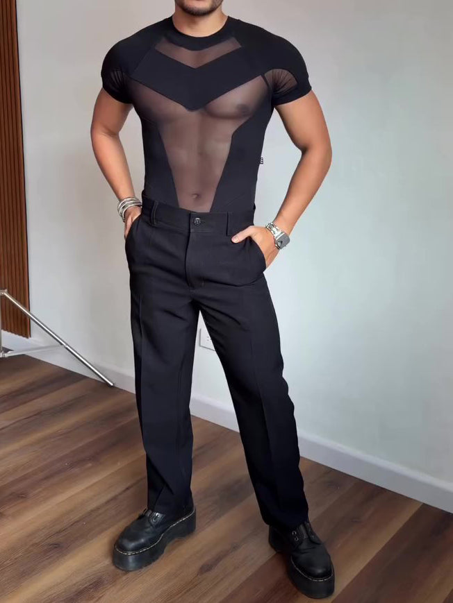 Sexy Short-sleeved Mesh Jumpsuit