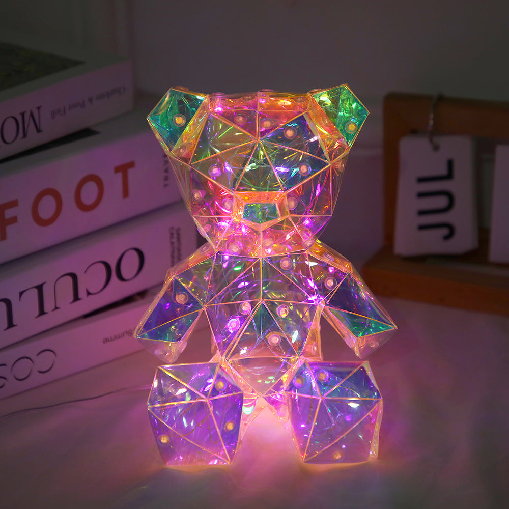 Laser Cross-border Colorful Bear Birthday Gift Diy Decoration Valentine's Day Gift Bear Night Light