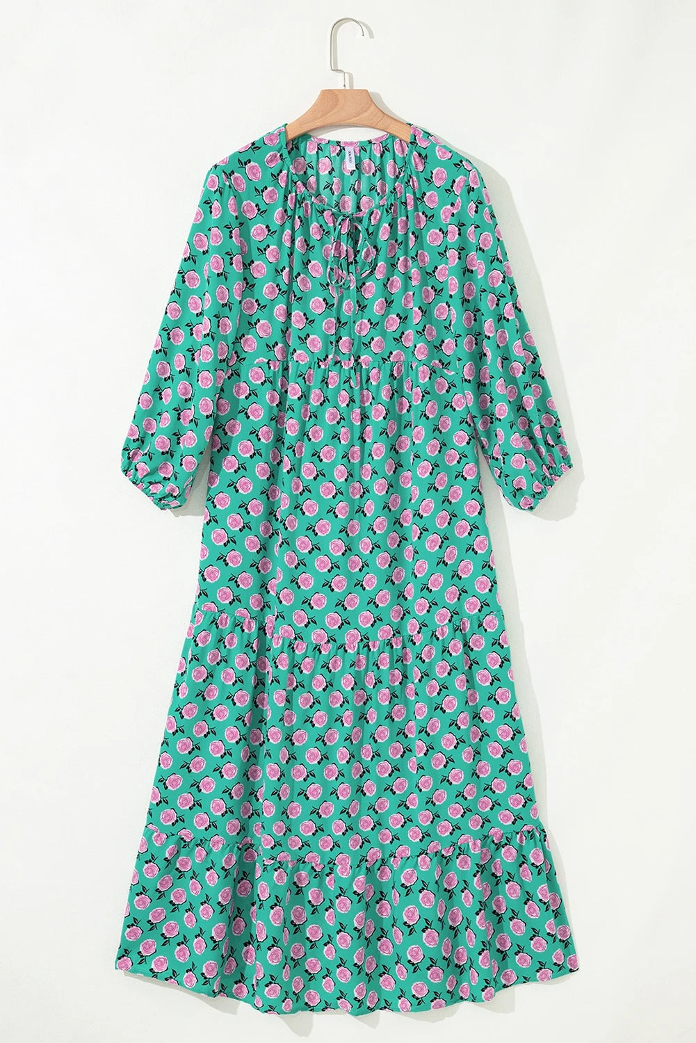 Women's Casual Loose Geometric Print Puff Sleeve Dress