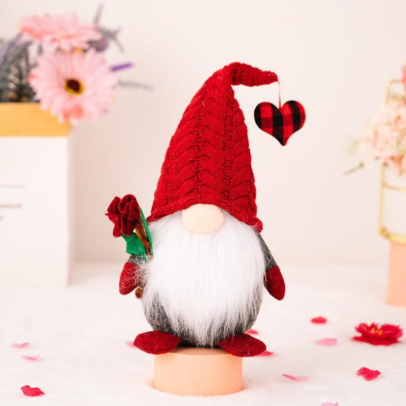 New Valentine's Day Gift Red Knitted Hat Rudolph Doll Ornament