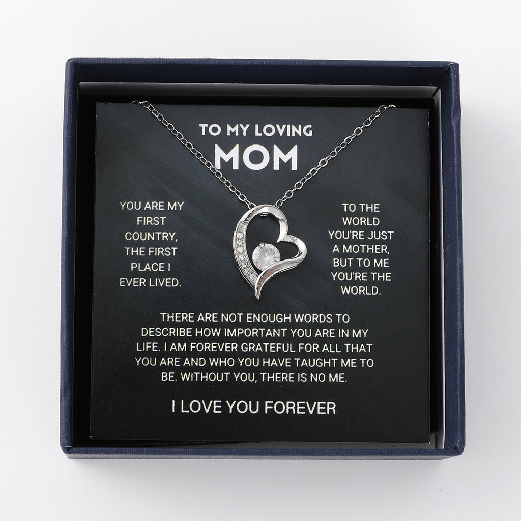 Hollow Jeweled Love Necklace Special-interest Design Mother's Day Gift