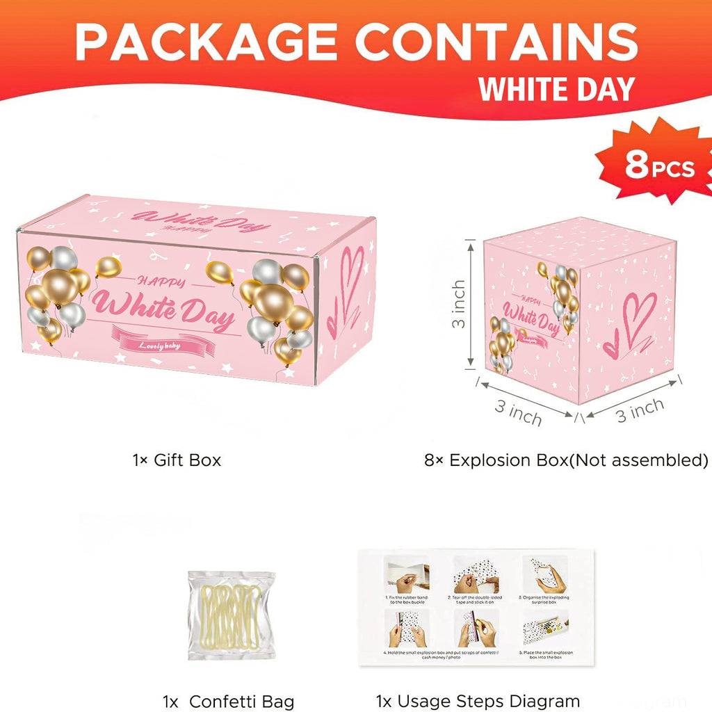 Surprise Bounce Red Envelope Box White Valentine's Day Gift Box