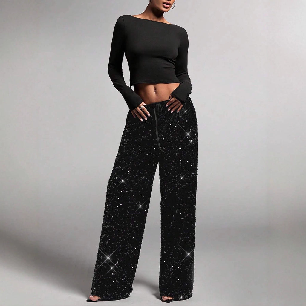 Fashionable Drawstring Slimming Straight-leg Pants For Women