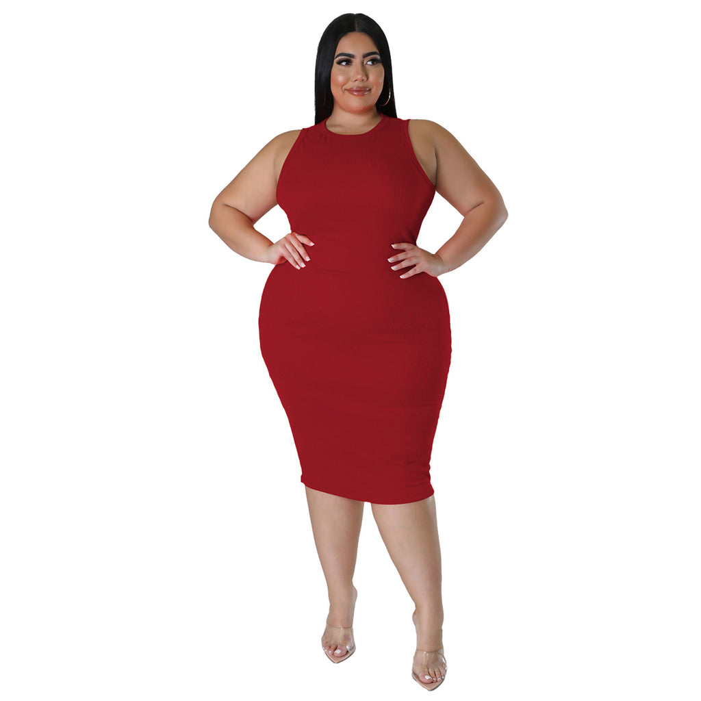 Fashionable And Casual Solid-color Sleeveless Dress For Spring And Summer
