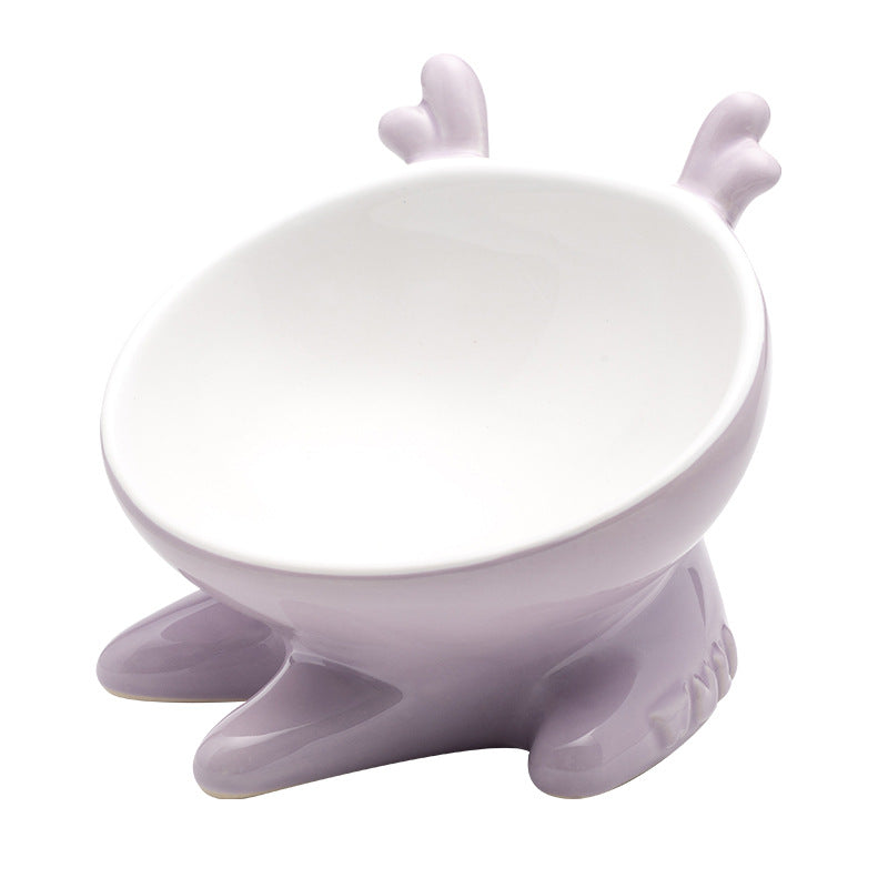 Ceramic pet bowl oblique mouth cat bowl