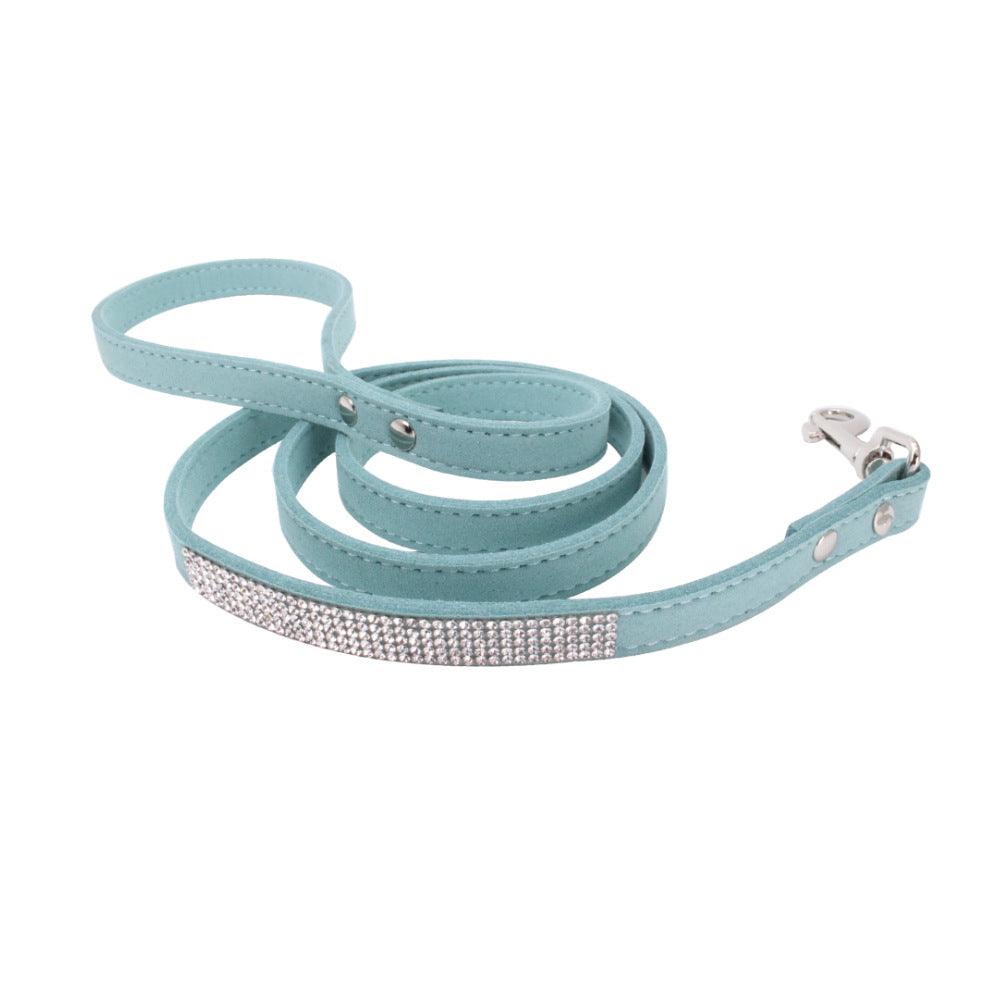 Adjustable Suede Leather Dog Collar Leash Set