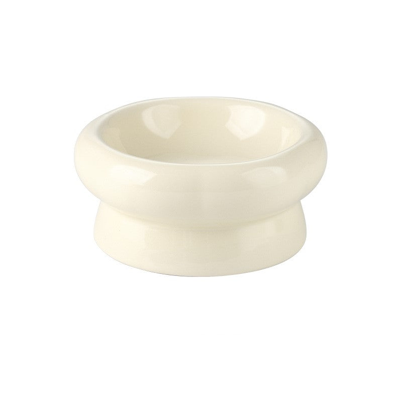 Ceramic cat bowl protects cervical spine high feet