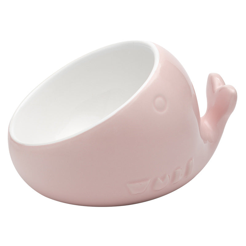 Ceramic pet bowl oblique mouth cat bowl