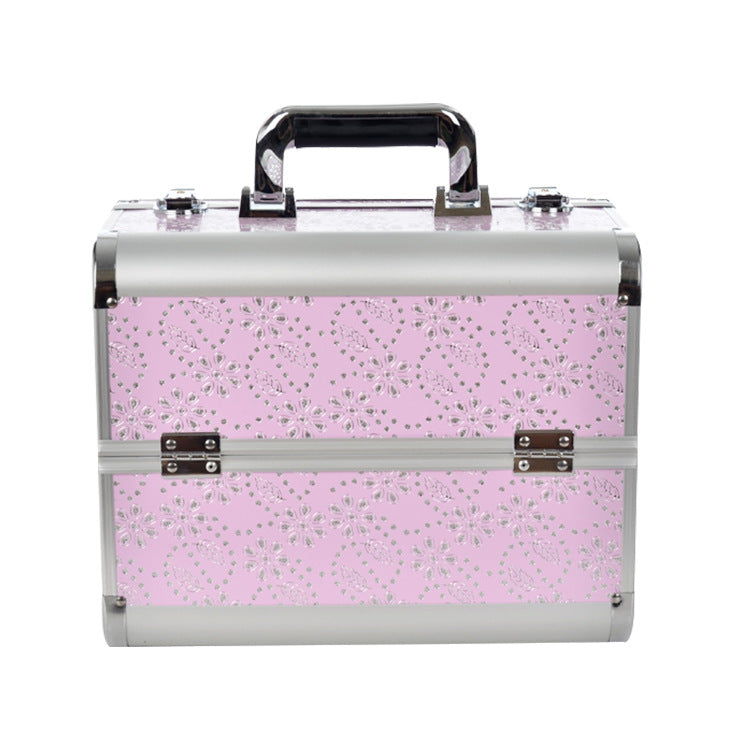 Manufacturer's Ready-Made Wholesale and Retail Professional Makeup Box, Beauty and Manicure Box, Double-Layer Large-Capacity Portable Makeup Box