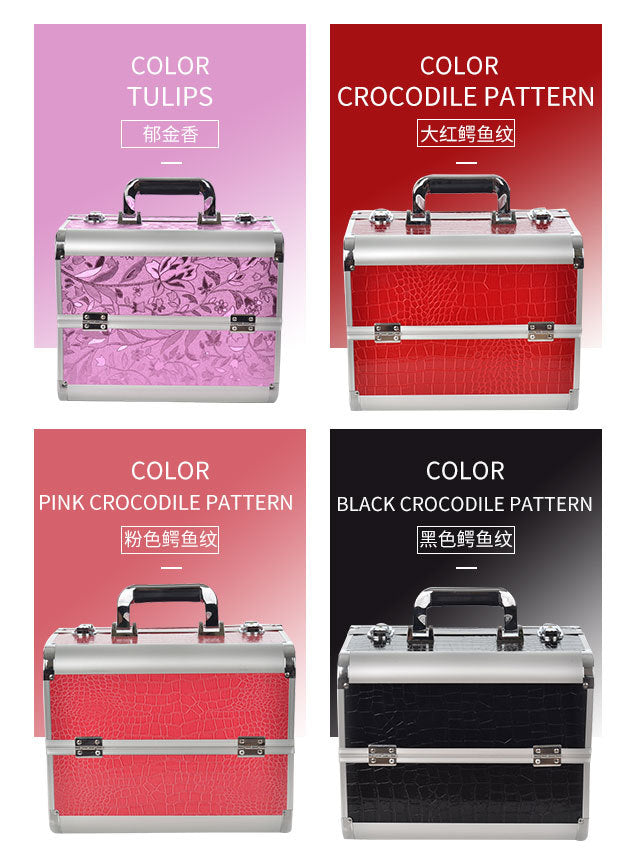 Manufacturer's Ready-Made Wholesale and Retail Professional Makeup Box, Beauty and Manicure Box, Double-Layer Large-Capacity Portable Makeup Box