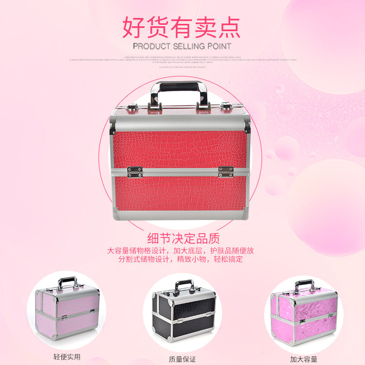 Manufacturer's Ready-Made Wholesale and Retail Professional Makeup Box, Beauty and Manicure Box, Double-Layer Large-Capacity Portable Makeup Box