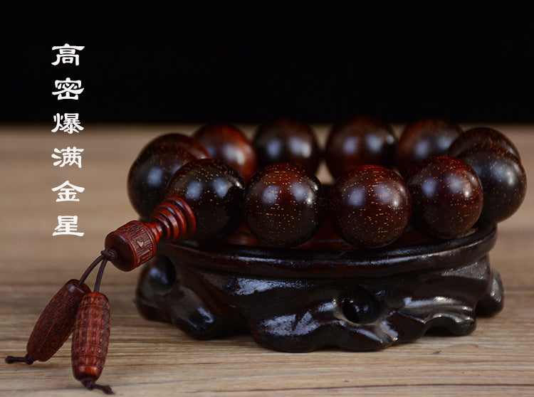 Zambian Blood Sandalwood Buddhist Bead Bracelet, Old Material, Small-Leaf Rosewood, High-Density Golden Star, Wholesale Prayer Bead Wooden Bracelet, Cultural and Artistic Crafts Manufacturer