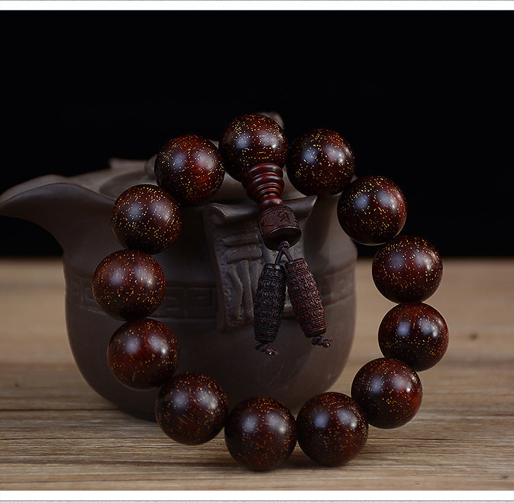 Zambian Blood Sandalwood Buddhist Bead Bracelet, Old Material, Small-Leaf Rosewood, High-Density Golden Star, Wholesale Prayer Bead Wooden Bracelet, Cultural and Artistic Crafts Manufacturer