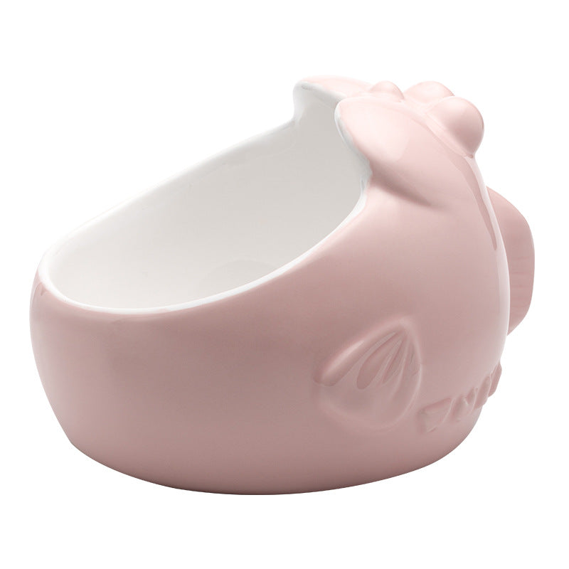 Ceramic pet bowl oblique mouth cat bowl