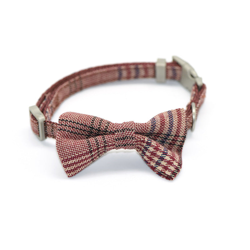 Cotton plaid pet leash collar with snack bag