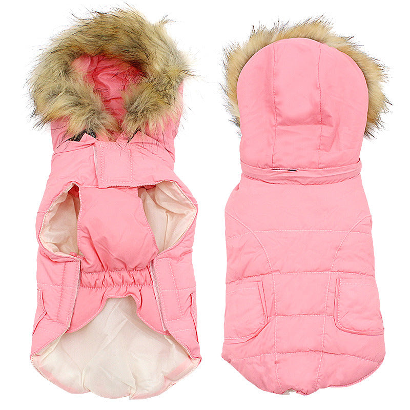 Winter Detachable Hooded Fur Collar Dog Clothes