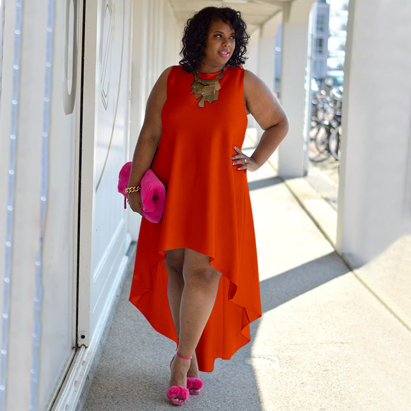 Women's Elegant Plus-Size Sleeveless Sexy Crew-Neck Casual Dress