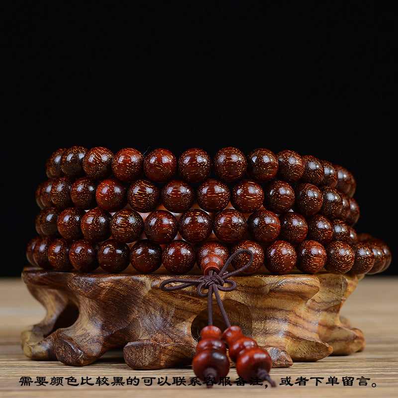 Zambian Blood Sandalwood Buddhist Bead Bracelet, Old Material, Small-Leaf Rosewood, High-Density Golden Star, Wholesale Prayer Bead Wooden Bracelet, Cultural and Artistic Crafts Manufacturer